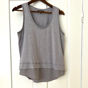 Banana Republic mixed fabric tank top with pleated hem, size medium